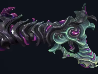Fantasy undead pistol  Low-poly 3D model