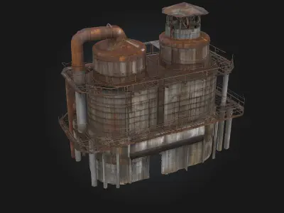 Rusty Industrial Complex Decay and Grit of a Forgotten Era 3D model