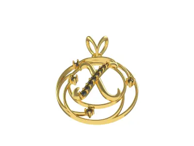 Alphabet X Diamond Pendant 3D print model