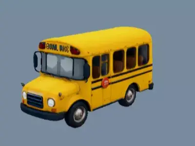 School Bus 3D Model Low Poly Game Ready PBR Textures 3D model