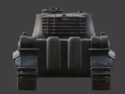 Destroyed World War II Heavy Battle Tank 3D Model V02 Low-poly 3D model