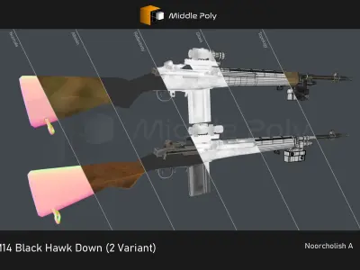 M14 Black Hawk Down Low-poly 3D model