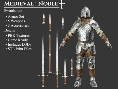 Medieval Collection Noble Swordsman 3D Model Pack