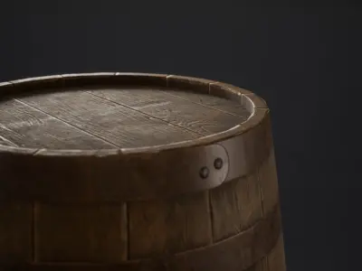 Wooden Barrel with Tap Low-poly 3D model