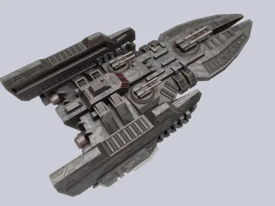 Spaceship Low-poly 3D model 9