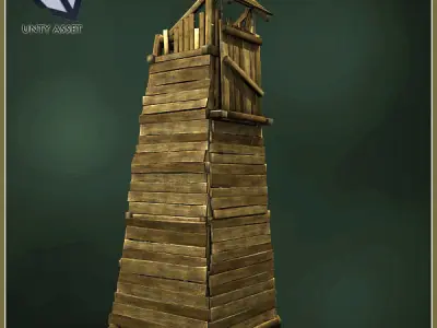 Animated Medieval Siege Tower Low-poly 3D model