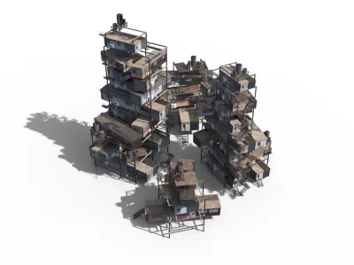 Sci Fi building pack - Building Stack - DMP asset pack - 3D model