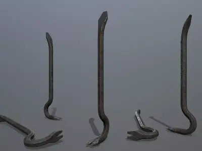 Crowbar metal stick Low-poly 3D model