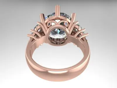 Vintage Antique Style Engagemet Ring Large Diamond 3D print model