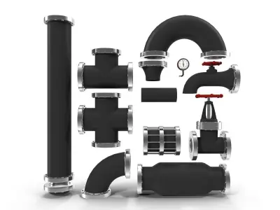 Industrial Pipes 3D model Textured