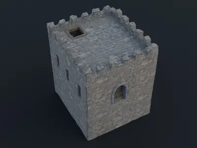 Modular castle old medieval tower kit Low-poly 3D model