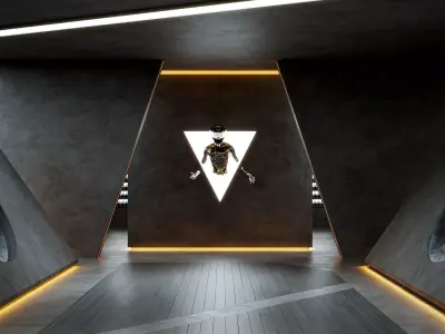 Dark-themed gym 3D model