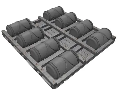 Wooden Raft Low-poly 3D model