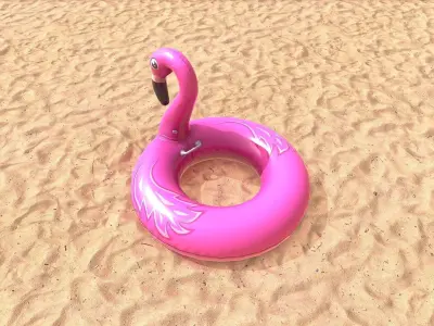 Inflatable Pink Flamingo Toy Low-poly 3D model