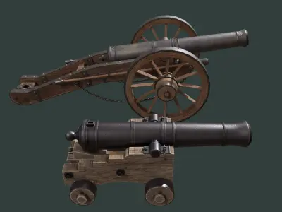 Cannon two cannons 3D Model Pack