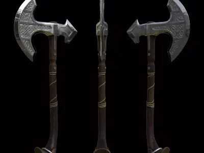 Medieval Axe 3D model 5