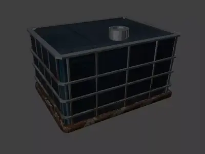 rusty water tanker Low-poly 3D model