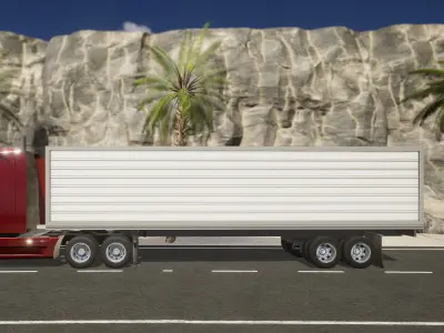 Semi Truck Trailer 01 - Box  Low-poly 3D model