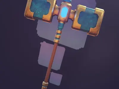 Game ready stylised hammer prop Low-poly 3D model