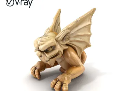 Antique Stone Gargoyle Statue model pack Low-poly 3D model