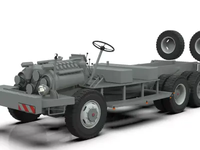 Tatra 141 Chassis Rims and Wheels 3D Printable Model 3D print model