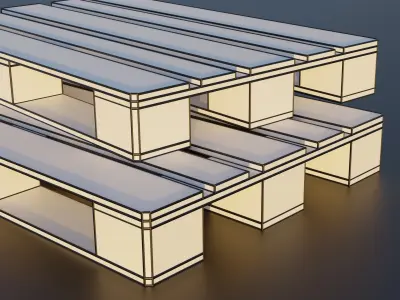 Realistic European Pallets in 3D Industrial Logistics Low-poly 3D model