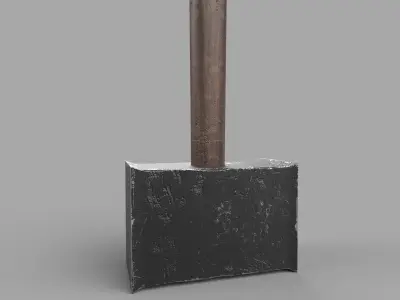Hammer wooden shovel Low-poly 3D model