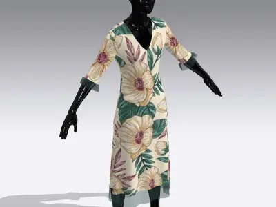 Female Cloth Dress Low-poly 3D model