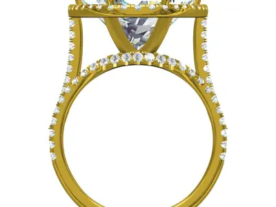 Antique Large Oval Diamond Round Diamond Halo Engagement Ring 3D print model