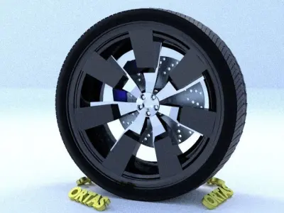ORTAS CAR RIM 13 GAME READY RIM TIRE AND DISC 3D model