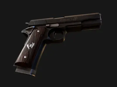 Double Barrel 1911 Low-poly PBR game ready  asset Low-poly 3D model
