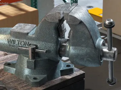 Wilton Pipe Bench Vise Dusty Rigged 3D model
