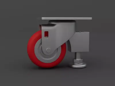 Industrial Caster Wheel with Brake Heavy Duty Equipment Roller 3D model purchase