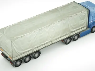 Semi-truck 702 Low-poly 3D model