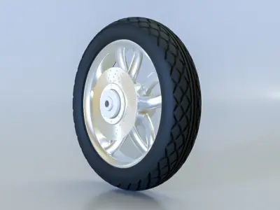 realistic and detailed motorcycle wheel 3D model