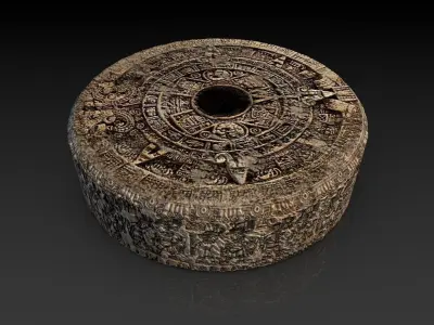 Aztec stone of tizoc Low-poly 3D model