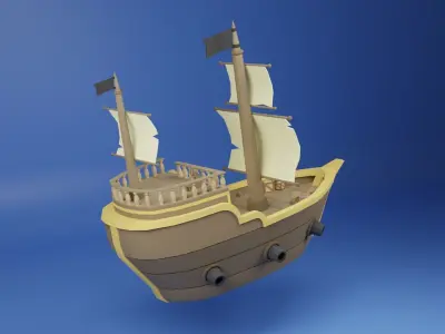 Low Poly Pirate Ship Low-poly 3D model shop