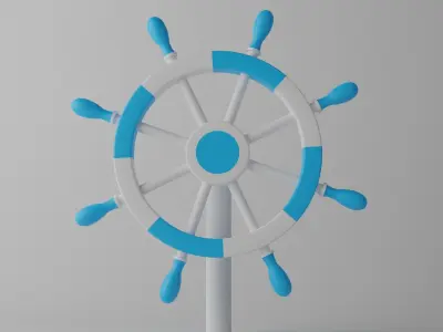 Ships Steering Wheel Low-poly 3D model