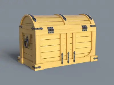 Old treasure  chest pine and brown Low-poly 3D model