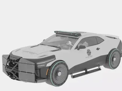 Sci Fi Police Car Rigged 3D Model Futuristic Vehicle 3D model