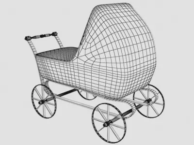 Antique baby carrier Low-poly 3D model