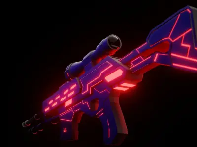 Low Poly SCI-FI Sniper Rifle Low-poly 3D model