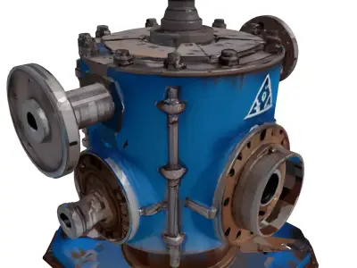 Rusty Industrial Machine Part Valve 3D model