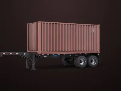 Container Carrier Trailer 03 For Heavy Truck PBR  Low-poly 3D model