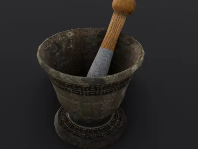 Mortar and Pestle 3D Model Low-poly 3D model