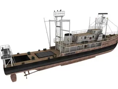 tugboat model 3d fishing boat Low-poly 3D model
