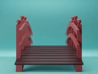 Japanese Bridge Low-poly  Free low-poly 3D model