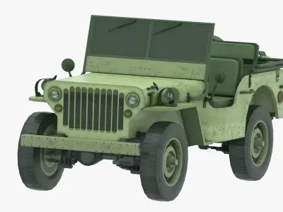 Military Jeep Vehicle Army Game Ready Low-poly 3D model