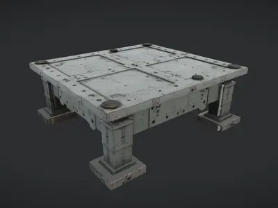 metal industrial table with bolts 3D model