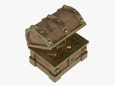 Treasure Chest with Gold Bars 3D model